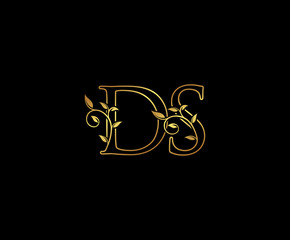 Initial letter D and S, DS, Gold Logo Icon,   classy gold letter monogram logo icon suitable for boutique,restaurant, wedding service, hotel or business identity. 
