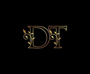 Initial letter D and T, DT, Gold Logo Icon,   classy gold letter monogram logo icon suitable for boutique,restaurant, wedding service, hotel or business identity. 