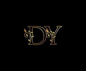 Initial letter D and Y, DY, Gold Logo Icon,   classy gold letter monogram logo icon suitable for boutique,restaurant, wedding service, hotel or business identity. 