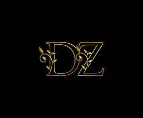 Initial letter D and Z, DZ, Gold Logo Icon,   classy gold letter monogram logo icon suitable for boutique,restaurant, wedding service, hotel or business identity. 