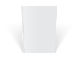 white magazine standing on white background mock up