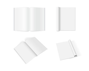 set of magazine covers from different sides on a white background