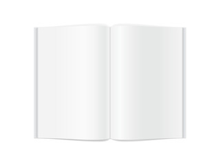 open blank magazine isolated on white background