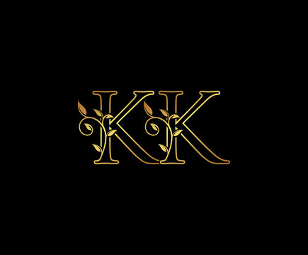 Initial letter K and KK Gold Logo Icon,   classy gold letter monogram logo icon suitable for boutique,restaurant, wedding service, hotel or business identity. 