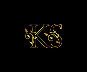 Initial letter K and S, KS, Gold Logo Icon,   classy gold letter monogram logo icon suitable for boutique,restaurant, wedding service, hotel or business identity. 