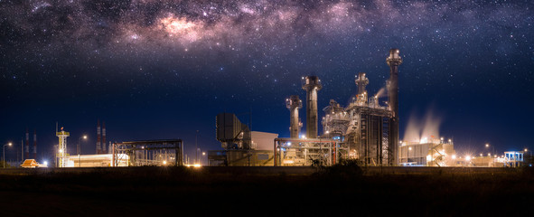 Fototapeta na wymiar Power plant zone generating electricity at night- images