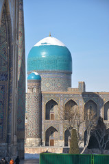 Samarkand. Blue domes in winter