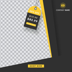 Creative social media post sales template that can be edited with a blank abstract background