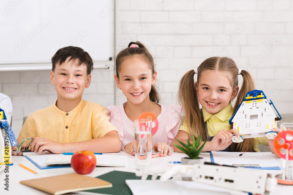 Poster Pupils building robots in after school stem class