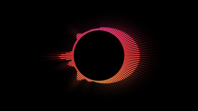 Voice speech circular waveform lines. Loop ready animations. Black and white background versions.