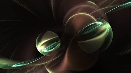 Brown and green light spheres abstract background