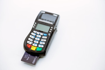 credit card machine on white background isolate