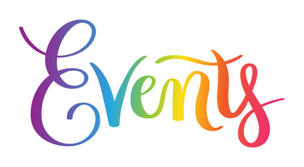 EVENTS vector rainbow brush calligraphy banner