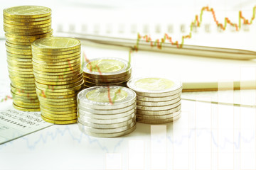 Concept of currency trading, making a decision for an optimal gain. Closeup view.