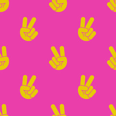 Fototapeta premium Peace hand symbol pattern