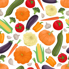 Seamless pattern with autumn vegetables. Harvest. Flat vector background