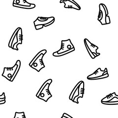 Obraz premium Sneakers Vector Seamless Pattern Thin Line Illustration