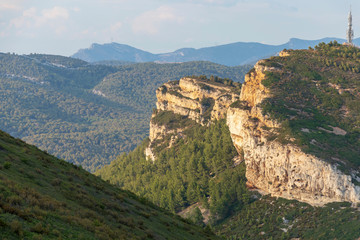 Fototapeta na wymiar Sandstone cliffs and green forest of Cap Canaille, Falaises Soubeyranes, Southern France