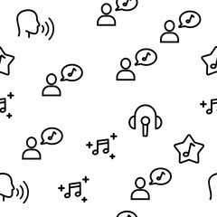 Singing Vector Seamless Pattern Thin Line Illustration