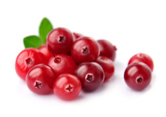 Sweet cranberries with leafs.