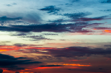 Naklejka na ściany i meble colorful dramatic sky with cloud at sunset