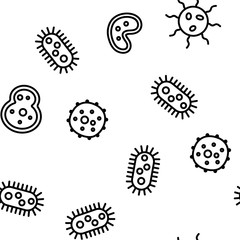 Pathogen Vector Seamless Pattern Thin Line Illustration