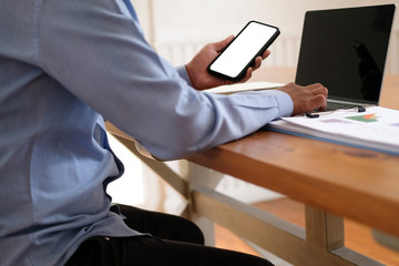 businessman using smart phone. startup man working at workplace