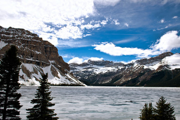 Ice on Frozen Mountain Lake