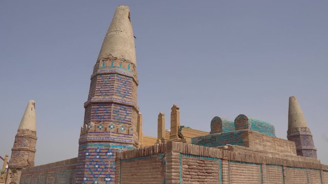 Sukkur Sateen Jo Aastan Tomb of Seven Sisters Resting Place Low Angle Side View on a Sunny Blue Sky Day