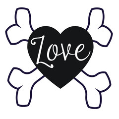 Pirate love, heart background illustration
