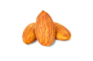 Macro, Close-up of almonds nut seed isolated on white background with clipping path.
