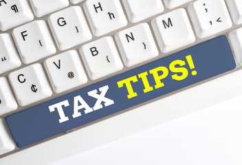 Conceptual hand writing showing Tax Tips. Concept meaning compulsory contribution to state revenue...
