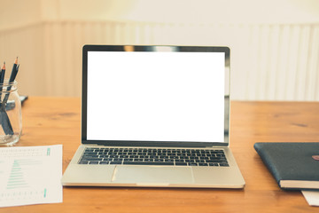 Fototapeta premium computer notebook on desk table at workplace
