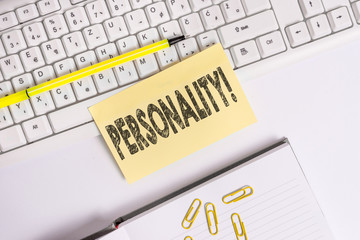 Text sign showing Personality. Business photo text combination characteristics that form...
