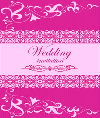 Illustration of Wedding invitation card with pink ornament