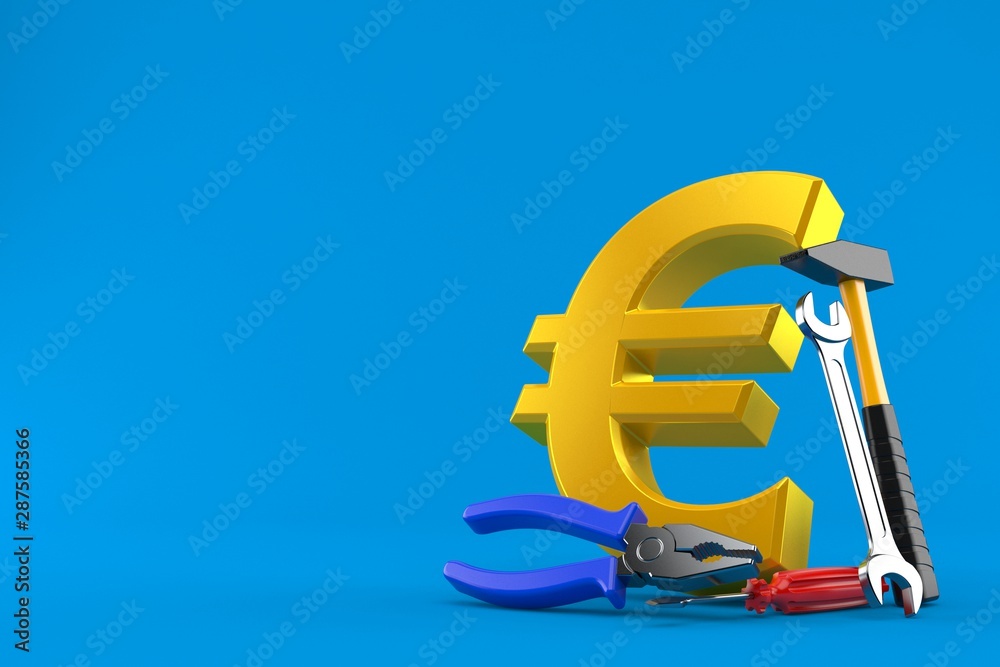 Sticker euro currency with work tools