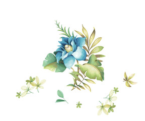 Decorative watercolor flowers,floral illustration ,for wedding stationary, greetings, wallpapers, fashion, background, texture, wrapping