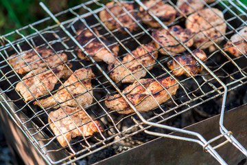 chicken kebab on the grill on the grill