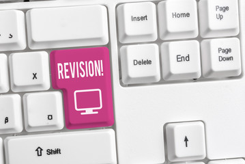 Conceptual hand writing showing Revision. Concept meaning action of revising over someone like...