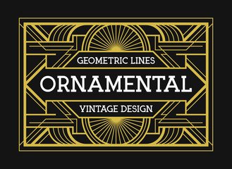 Art Deco Decorative Label Fashionable Geometric Line Art Exclusive Composition For Background Tag Backdrop or Poster