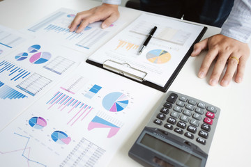 business people working in modern office calculating financial in company, problem and solution concept.