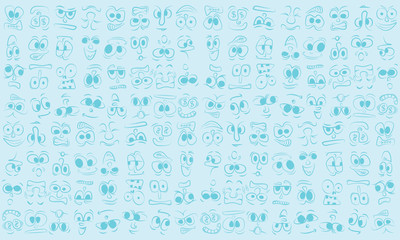 cartoon face expressions vector set