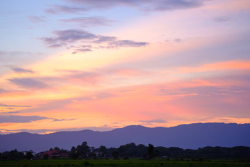 Orange and blue color of sky
