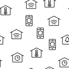 Smart Home Vector Seamless Pattern Thin Line Illustration