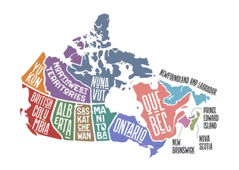 Fotobehang Map Canada. Poster map of provinces and territories of Canada © foxysgraphic