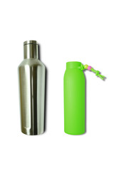 the protable stainless  steel  and  portable plastic bottle on white background isolated