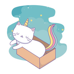 Unicorn cat cartoon vector design