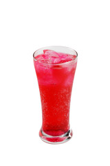 red soda cool drink in glass isolated on white background