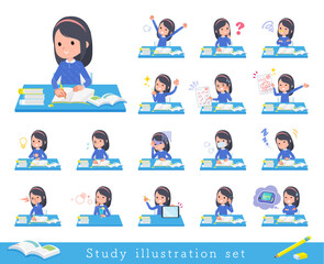 flat type Blue clothes headband girl_Study