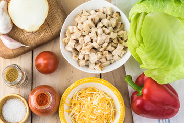Homemade cabbage leaf chicken enchiladas.